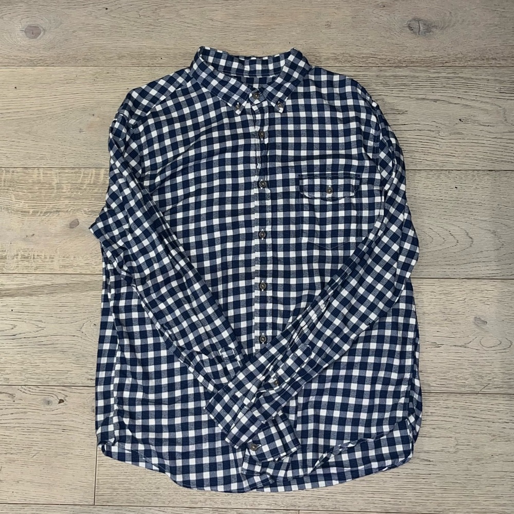Mens XL J Crew Mercantile Flex Casual Button Up/Flannel Blue/White Plaid